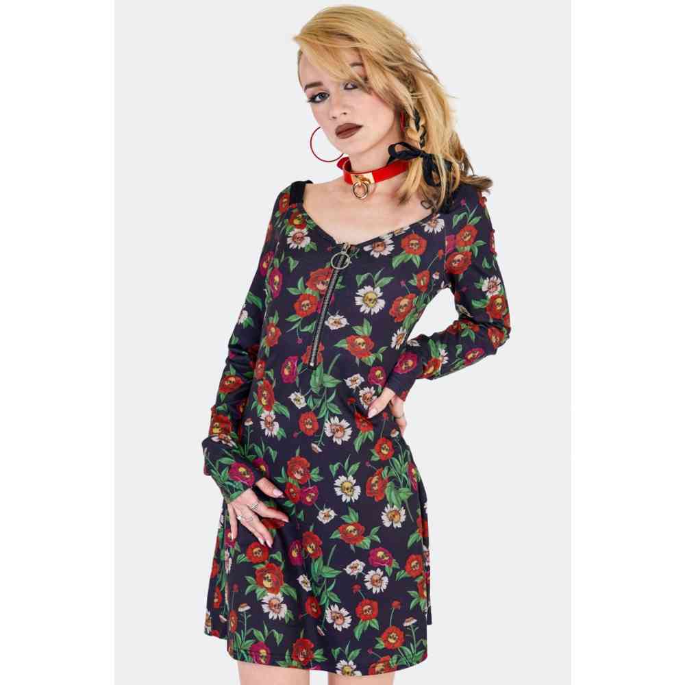 Jawbreaker - Skull Flower Short dress - Black